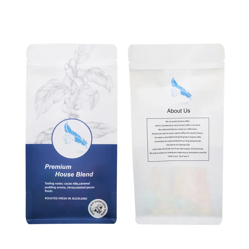 250g/500g/1kg Flat Bottom Coffee Pouches - Bulk Coffee Packaging Bags — detail view