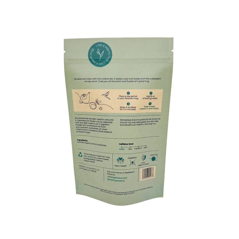 Kraft Paper Tea Bag - Eco Friendly Kraft Tea Leaf Packaging Pouch for Organic Brands — detail view