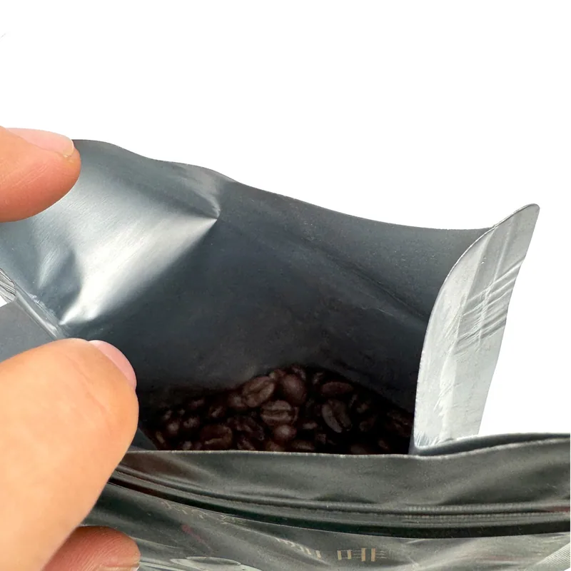 Matte Black Premium Coffee Packaging Bags - Luxury Coffee Bags for Brands — detail view