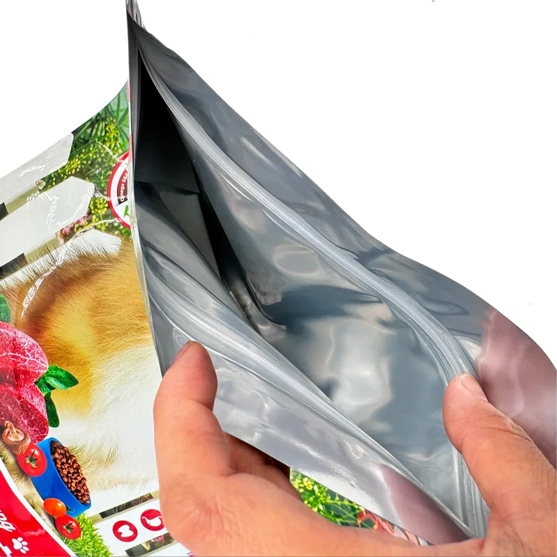 Odor Lock Stand Up Pet Food Pouches - Dog/Cat Food Packaging with Resealable Zipper — detail view